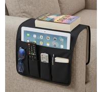 volumoon Bolsa de Almacenamiento para Reposabrazos de Sofá Organizador para Reposabrazos de Sillas, Antideslizante, 5 Bolsillos, para Teléfono Ipad Revistas Control Remoto de Tv Anteojos (Negro)