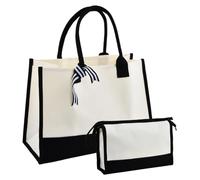 volumoon Bolsa de Yute, Bolsa Portátil de Yute Natural, Bolso Personalizado Mujer, Bolsa de Playa, Gran Capacidad Tote Bag, Bolsa de Compras Reutilizable for Women, Holiday 43 x 30 x 20 CM (A1)