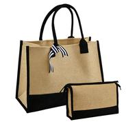 volumoon Bolsa de Yute, Bolsa Portátil de Yute Natural, Bolso Personalizado Mujer, Bolsa de Playa, Gran Capacidad Tote Bag, Bolsa de Compras Reutilizable for Women, Holiday 43 x 30 x 20 CM (B1)