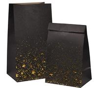 volumoon Bolsas de Papel con pegatinas,12 Piezas Bolsas Regalo Cumpleaños, Bolsas de Papel Kraft para Regalos,Bolsitas para Ceremonias de Graduación, Bodas, Aniversarios, Navidad etc (Negro).