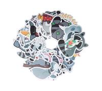 Volumoon Calcomanías de Mapache, 50 Piezas Pegatinas Lindas de Mapache, Pegatinas de Vinilo Impermeables, Adhesivos de Dibujos Animados, para Portátil, Monopatín, Botellas de Agua, Equipaje