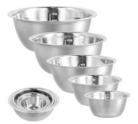volumoon Cuencos Mezcladores, 5 Piezas Bol de Almacenamiento de Acero Inoxidable con Marcadores de Medición, Boles de Cocina, Bol Gourmet Multifuncional para Hornear, Cocinar (14/16/20/22/24 cm)