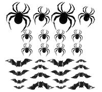 Volumoon Decoraciones de Halloween, 16 Piezas Murciélagos Pegatina 3D, 12 Piezas Arañas Decoración, PVC, Adhesivo Araña, Pegatinas de Pared de Murciélago, Halloween pegatinas para Fiestas