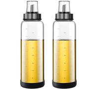 volumoon Dispensador de Aceit, 2 Piezas 500 ml Botella Dispensadora de Vinagre de Aceite de Oliva, Botella de Vidrio de Aceite de Oliva con Escala, Botella de Aceitera para Cocinar, Barbacoas, Pasta