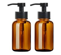 Volumoon Dispensador Jabon Espumoso, 2 Piezas Dispensador de Jabón de Cristal, 400 ml, Rellenables, Dosificador Jabon Baño, Botellas Vacías Bomba de Prensa, para Cocina, Baño (Marrón)