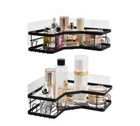 Volumoon Estantería Baño sin Taladros, 2 Piezas con Adhesivo, Estante para Champú Gel y Jabonera, Prateleira Casa de Banho, Negro