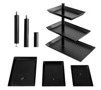 volumoon Frutero de 3 Pisos, Soporte de Frutas Giratorio de 360° para Entretenimiento y Fiestas, Bandeja de Servir de Metal para Postres, Pasteles, Galletas, Frutas - Negro