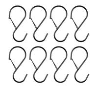 volumoon Ganchos en S, 8 Piezas Ganchos S Ganchos para Colgar con Hebilla de Seguridad, Ganchos Negros de Metal Colgar Bolsos, Ganchos en Forma de S Multifuncionales para Cocina, Dormitorio, Armario