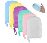 Volumoon Guante Desmaquillante, 6 Piezas Guante Desmaquillante Microfibra, Guante para Cara de Microfibra, guantes de lavado suave, Guante microfibra lavable y reutilizable