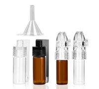 volumoon Herramienta de Polvo de Especias, 4Pcs Mini Botella de Especias con 1Pcs Mini Funnels, Almacenamiento Portátil, Mini Botella Vidrio Hermética con Cucharas y Funnels