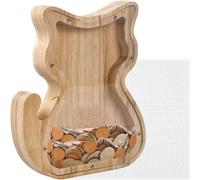 Volumoon Huchas de Madera, Hucha Transparente, Hucha Madera Personalizable, Alcancía de Madera, Hucha de Monedas, Hucha Cerdito Transparente, Regalos Creativos para Niños Adultos Cumpleaños Festivales
