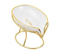 Volumoon Jaboneras para Baño, Soporte para Jabón Autodrenante, Jaboneras Baño Forma de Hoja, Jabonera de Lavabo Extraíble, para Cocina, Baño, Ducha de Jabón (Blanco + Oro)