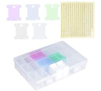 Volumoon Juego de 150 Organizadores de Hilo de Border, Bobinas de Hilo de Colores, con Caja de Almacenamiento e Pegatinas de Números, para Hilo de Bordar, Tejido, Punto de Cruz y Costura de Bricolaje