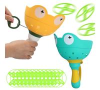 Volumoon Juguete Lanzador de Disco Volador para Niños, Lanzador de Discos Voladore con 12 Frisbees, Flying Juguetes Lanzador Platillo, Juguetes Exterior Jardin para Niños, Regalos para Niños y Niñas