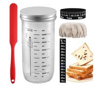 volumoon Kit de Inicio de Masa Madre, 730ml(24oz) Tarro Fermentación de Vidrio con Banda de Alimentación de Fechas, Termómetro, Cubierta de Tela, Raspador, Tapa, Frasco para Levadura para Pan