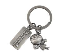 volumoon Llavero Regalos, Llavero de ángel de la Guarda con Sonrisa, Decoración para Billetera, Antipérdida, Ángel de la Suerte de Metal, Dije para Bolso para Cumpleaños, Cartera (Plata Antigua)