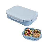volumoon Lonchera, Fiambrera Para Adultos, Contenedor de Alimentos con 3 Compartimentos, Lonchera con Cubiertos, Fiambrera Escolar, Lunch Box para Viajes, Campamento, Picnic de Trabajo (Azul)