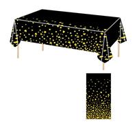 volumoon Manteles, Impermeable Plástico Mantels, Mantel Mesa Rectangular, Decoraciones de Mesa para Fiestas, Manteles Rectangulares Reutilizables para Jardín Picnic 137 x 274 CM (2 Piezas Negro)