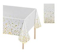 volumoon Manteles, Impermeable Plástico Mantels, Mantel Mesa Rectangular, Decoraciones de Mesa para Fiestas, Manteles Rectangulares Reutilizables para Jardín Picnic 137 x 274 CM (2 Piezas Blanco)