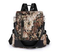 Volumoon Mochila antirrobo para mujer, 2 en 1, mochila impermeable de nailon, bolsa de hombro de gran capacidad, mochila informal de viaje para mujeres y niñas, marrón, Talla única