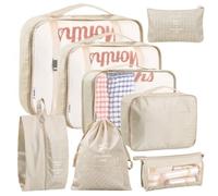 Volumoon Organizador de Maleta 8 Piezas, Bolsas de Ropa, Equipaje Packing Cubes Ligera Bolsas, Organizador de Equipaje Multifunción, Bolsas de Viaje para Ropa, Zapatos, Cosméticos