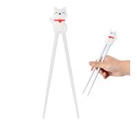 Volumoon Palillos, Gato de La Suerte, Palillos para principiantes, Reutilizables, Palillos de Entrenamiento Niños, Palillos lindos Resistentes al Calor para Platos Asiáticos (Blanco)