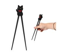 Volumoon Palillos, Gato de La Suerte, Palillos para principiantes, Reutilizables, Palillos de Entrenamiento Niños, Palillos lindos Resistentes al Calor para Platos Asiáticos(Negro)