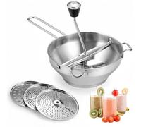 Volumoon Pasapures, Molinillo de Verduras Manual, Pasapures Acero Inoxidable con 3 Intercambiables Discos, Pasa Pure, Fácil de Usar para Puré de Bebé, Mermeladas, Verduras, Frutas