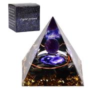 volumoon Pirámide de Cristal, Pirámide de Amatista Chakra, Pirámide de Energía Positiva, Pirámide Piedras Energéticas Decor, Pirámide Cristales para Curación Meditación Yoga y Decoración de Mesa (B)