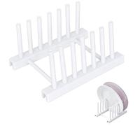 volumoon Soporte para Platos, Soporte para Tapas de Ollas con 6 Rejillas de Almacenamiento, Estante de Goteo para Platos, Soporte Multifuncional para Tablas de Cortar, Tapas de Ollas, Tazas (Blanco)