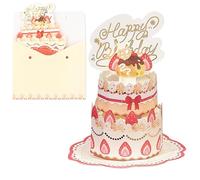 volumoon Tarjeta de Cumpleaños, Pop Up Tarjeta de Cumpleaños, Birthday Card, tarjetas de cumpleaños de fresa con sobre y cinta, 3D Pop Up Cards, Feliz Cumpleaños para Amigas, Mujeres, Hermanas, Hij