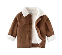 Volunboy Bebé Niños Pana Chaqueta de Forro Polar, Niñas Otoño Invierno Ropa Sherpa Abrigo(18-24 meses,Tamaño 90,Marrón)