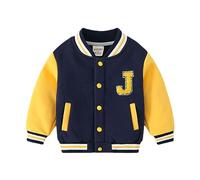 Volunboy Chaqueta de Béisbol para Bebé Niños, Varsity Style R J Abrigo para Otoño-Invierno