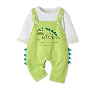 Volunboy Ropa de Bebé Recien Nacido Dinosaurio Conjunto para Niño Niña Body de Manga Larga Mono de Trabajo 2 Piezas (Verde, 9-12 meses,Tamaño 73)