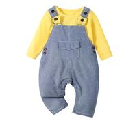 Volunboy Ropa de Bebé Recien Nacido Dinosaurio Conjunto para Niño Niña Body de Manga Larga Mono de Trabajo 2 Piezas (Amarillo, 3-6 meses,Tamaño 59)