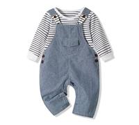 Volunboy Ropa de Bebé Recien Nacido Dinosaurio Conjunto para Niño Niña Body de Manga Larga Mono de Trabajo 2 Piezas (Denim, 3-6 meses,Tamaño 59)