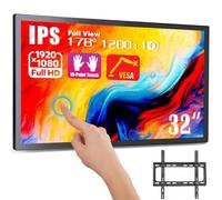 Volunna Monitor industrial multitáctil capacitivo de 32 pulgadas, altavoces integrados, puertos USB, VGA, DVI y HD-MI, pantalla 16:9 y 1920 x 1080P, reproductor de pantallas de señalización digital