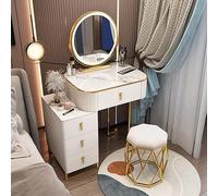 VOLURE Schminktisch-Set, Makeup Vanity Desk Set with Mirror Stool Drawers Multicolor 50-70 cm(D,60 cm)