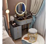 VOLURE Schminktisch-Set, Makeup Vanity Desk Set with Mirror Stool Drawers Multicolor 50-70 cm(E,50cm)