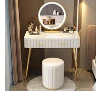 VOLURE Schminktisch-Set, Wooden Makeup Desk with Light Multicolor 60-100cm(Blanco Leche,80cm/31.5in)