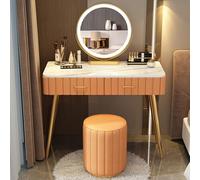 VOLURE Schminktisch-Set, Wooden Makeup Desk with Light Multicolor 60-100cm(Naranja Y Blanco.,100cm/39.4in)