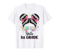 Volver a la Escuela Coquette Bow Teacher Hello First Grade Girls Camiseta gráfica económica