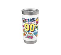 Volver a los 90, gráfico de fiesta retro vintage retro de los 90 Vaso térmico de acero inoxidable de doble pared