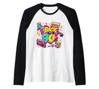Volver a los 90s Nostalgia Roller Skate Boombox Cassette Nineties Camiseta Manga Raglan
