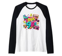 Volver a los 90s Nostalgia Roller Skate Boombox Cassette Nineties Camiseta Manga Raglan
