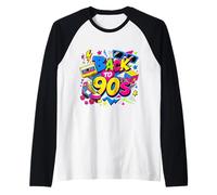 Volver a los 90s Nostalgia Roller Skate Boombox Cassette Nineties Camiseta Manga Raglan