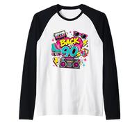 Volver a los 90s Nostalgia Roller Skate Boombox Cassette Nineties Camiseta Manga Raglan