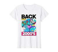 Volver a los años 2000 Vintage de Dos mil Retro 00 Camiseta gráfica económica, Mujer, Blanco, XS