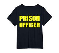 Volver Imprimir Uniforme de Funcionario de prisiones de Camiseta, Mujer Tallas Grandes, Negro, 6XL Grande
