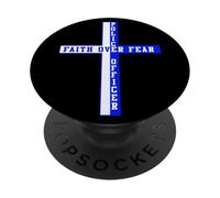 Volver La fe Azul sobre el Miedo Arte Cristiano EN LA Espalda PopSockets PopGrip Adhesivo